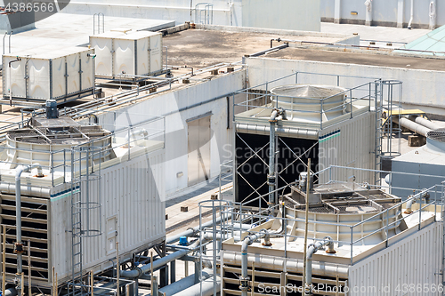 Image of Air conditioner unit on building roof top