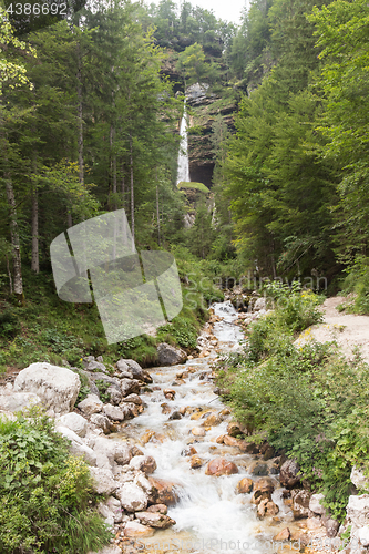 Image of Pericnik waterfall in Slovenian Alps in autumn, Triglav National Park