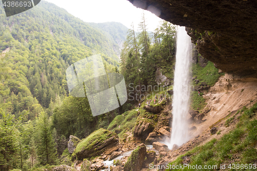 Image of Pericnik waterfall in Slovenian Alps in autumn, Triglav National Park