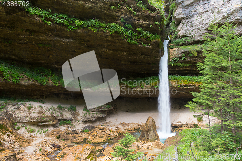 Image of Upper Pericnik waterfall in Slovenian Alps in autumn, Triglav National Park