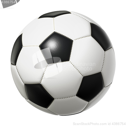 Image of typical black and white soccer ball isolated on white background