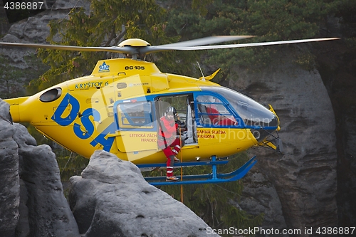 Image of Rescue helicopter in the mountains
