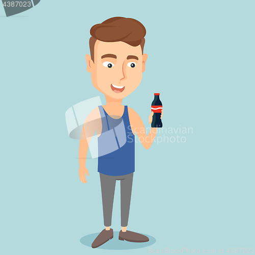 Image of Young man drinking soda vector illustration.