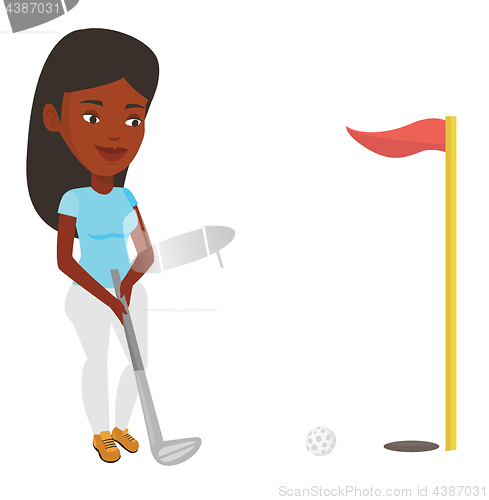 Image of Golfer hitting the ball vector illustration.