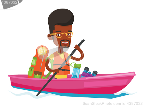 Image of Man riding in kayak vector illustration.