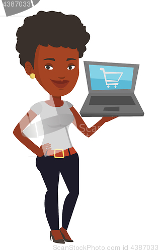 Image of Woman shopping online vector illustration.