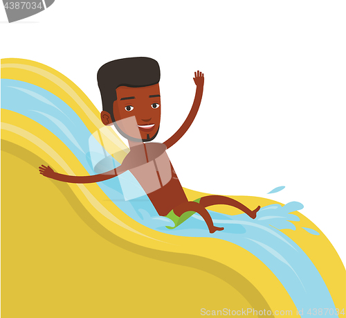 Image of Man riding down waterslide vector illustration.