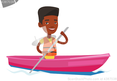 Image of Man riding in kayak vector illustration.