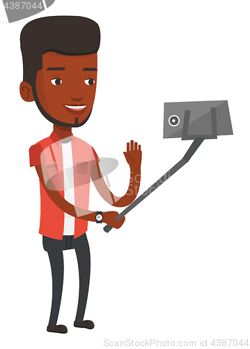 Image of Man making selfie vector illustration.