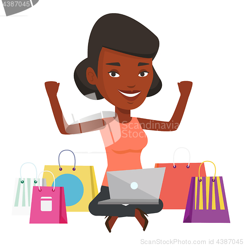 Image of Woman shopping online vector illustration.