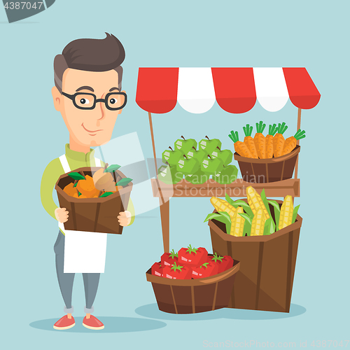 Image of Street seller with fruits and vegetables.