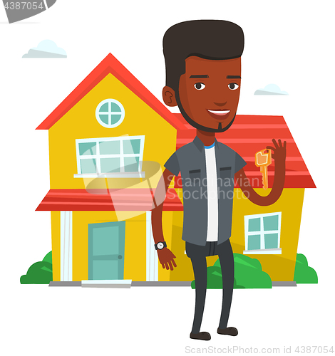 Image of Real estate agent with key vector illustration.