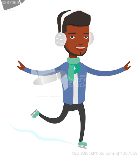 Image of Man ice skating vector illustration.