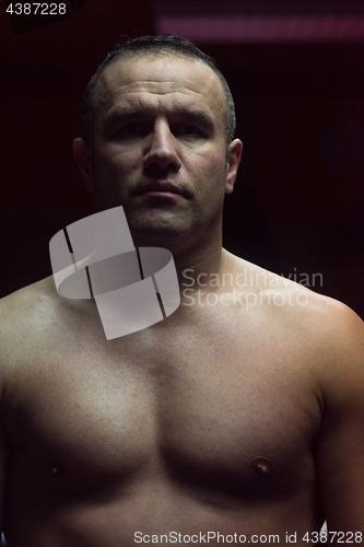 Image of portrait of muscular professional kickboxer