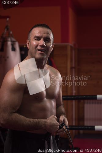 Image of portrait of muscular professional kickboxer