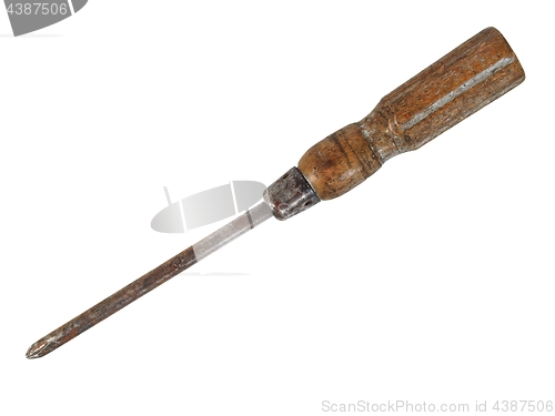 Image of Old screwdriver on white