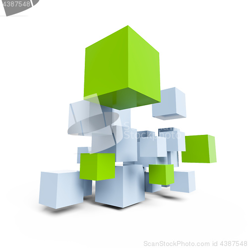 Image of blue and green cubes construction