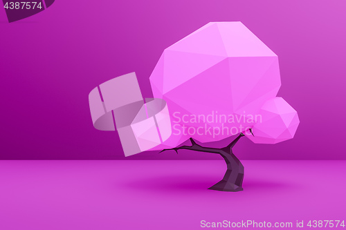 Image of a pink low poly tree background