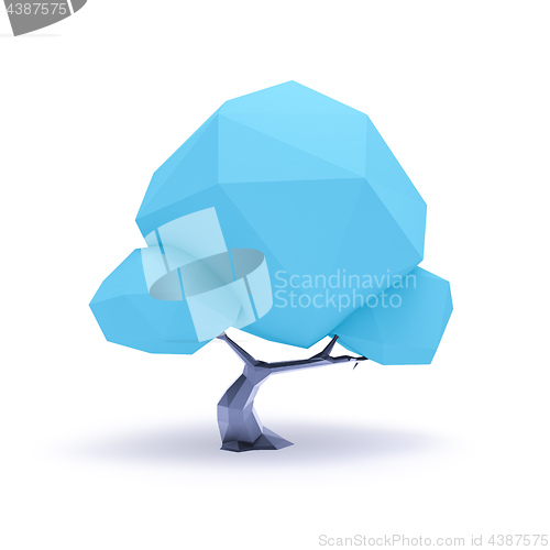 Image of a blue low poly tree background
