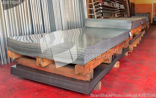 Image of  Cold steel coils in warehouse