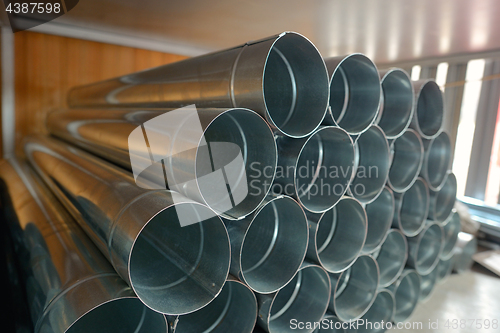 Image of Galvanized steel Drainpipe in warehouse