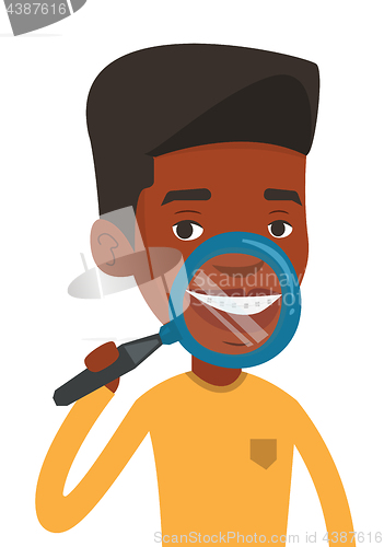 Image of Man examining his teeth vector illustration.