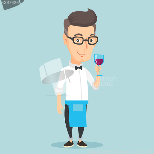 Image of Bartender holding a glass of wine in hand.