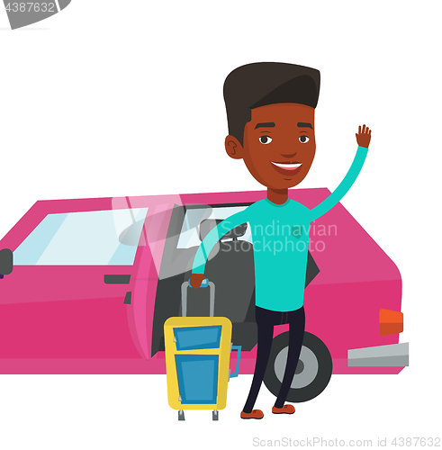 Image of African-american man traveling by car.