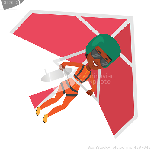 Image of Woman flying on hang-glider vector illustration.