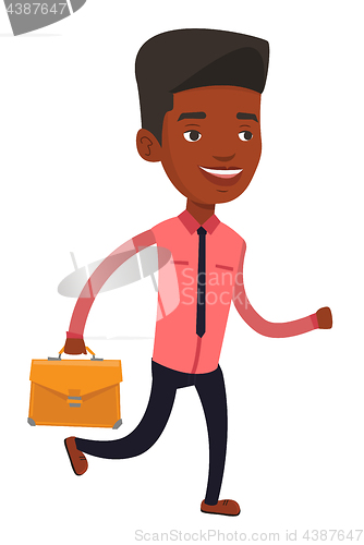 Image of Happy business man running vector illustration.