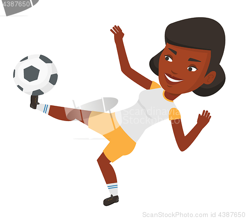 Image of Soccer player kicking ball vector illustration.