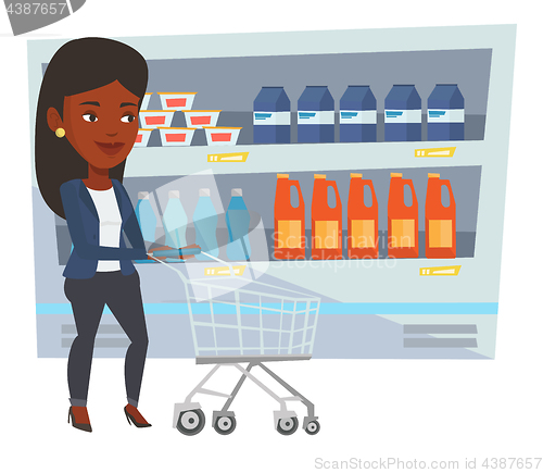 Image of Customer with shopping cart vector illustration.