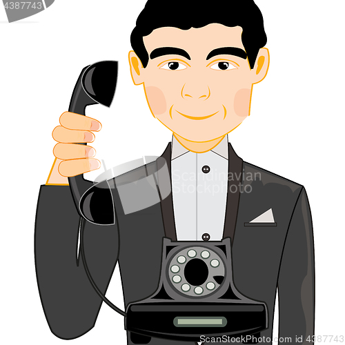 Image of Man talks on telephone