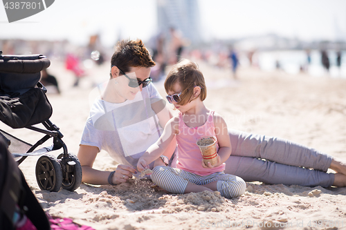 Image of Mom and daughter on the beach