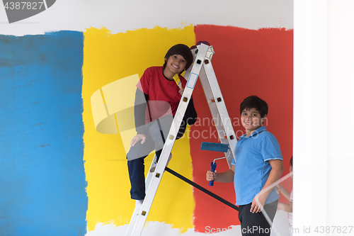 Image of boys painting wall