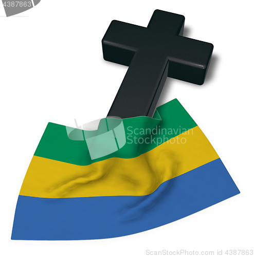 Image of christian cross and flag of gabon