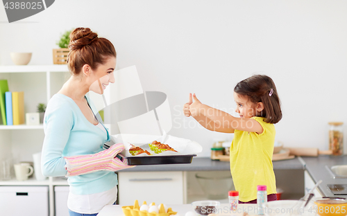 Image of mother and daughter baking muffins at home