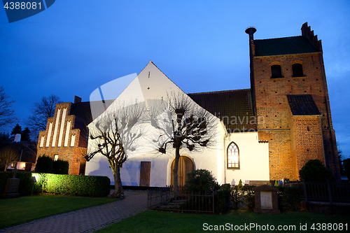 Image of Sollerod church at night in 2016