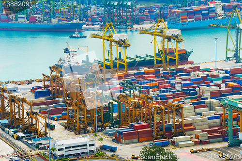 Image of Loading ship. Singapore industrial port