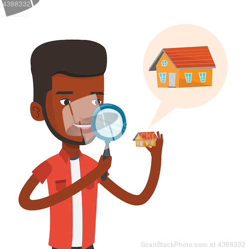 Image of Man looking for house vector illustration.