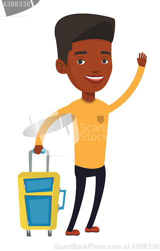 Image of Young man hitchhiking vector illustration.