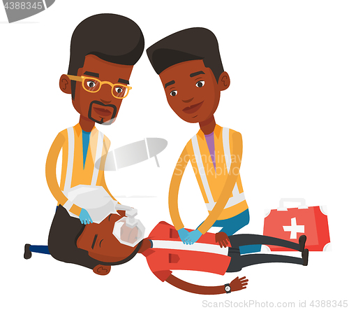 Image of Paramedics doing cardiopulmonary resuscitation.