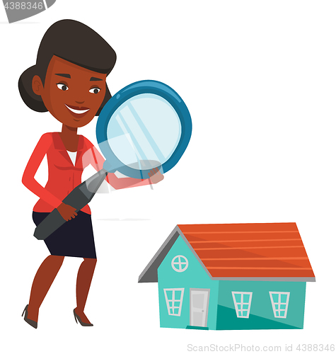 Image of Woman looking for house vector illustration.