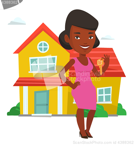 Image of Real estate agent with key vector illustration.