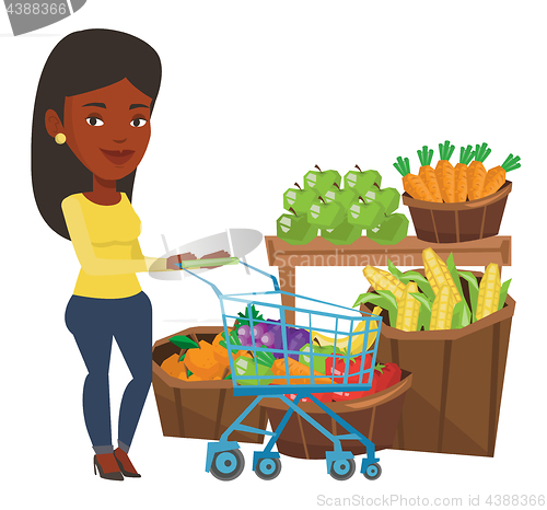 Image of Customer with shopping cart vector illustration.