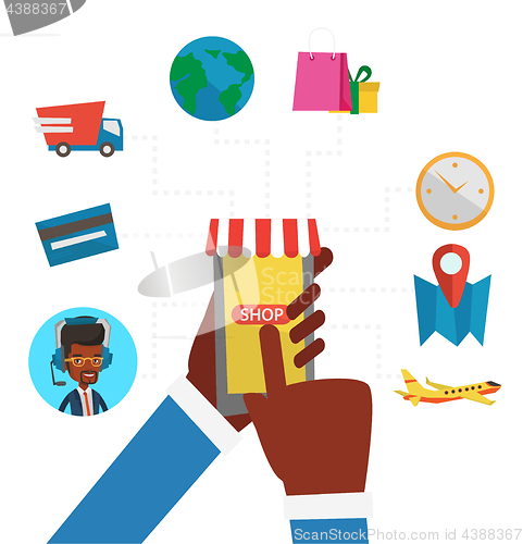 Image of Online shopping vector flat design illustration.