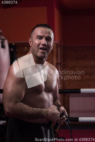 Image of portrait of muscular professional kickboxer