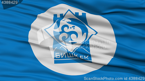 Image of Closeup Kyrgyzstan City Flag, Kyrgyzstan
