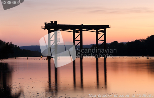 Image of Sunset and silhouettes on the river