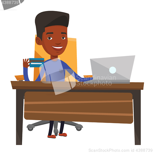 Image of Man shopping online vector illustration.